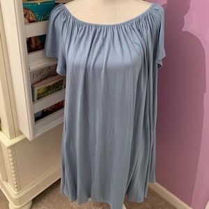 Silence + Noise off the shoulder blue dress | L